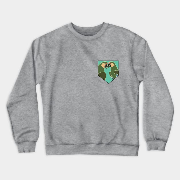 Parrots in a pocket teal Crewneck Sweatshirt by fritzco